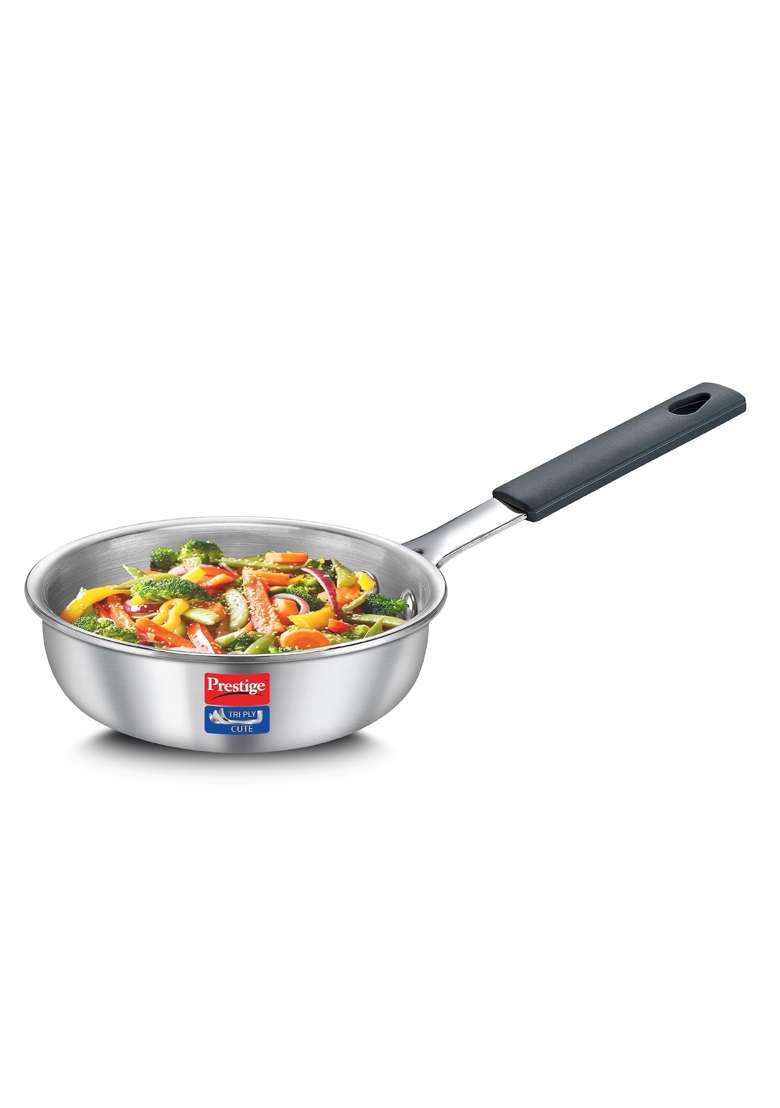 Prestige Tri-Ply Stainless Steel Cute Fry Pan | 400 ml | 13.5 fl oz | 12 cm | 4.7 Inch | Induction Compatible - Indya