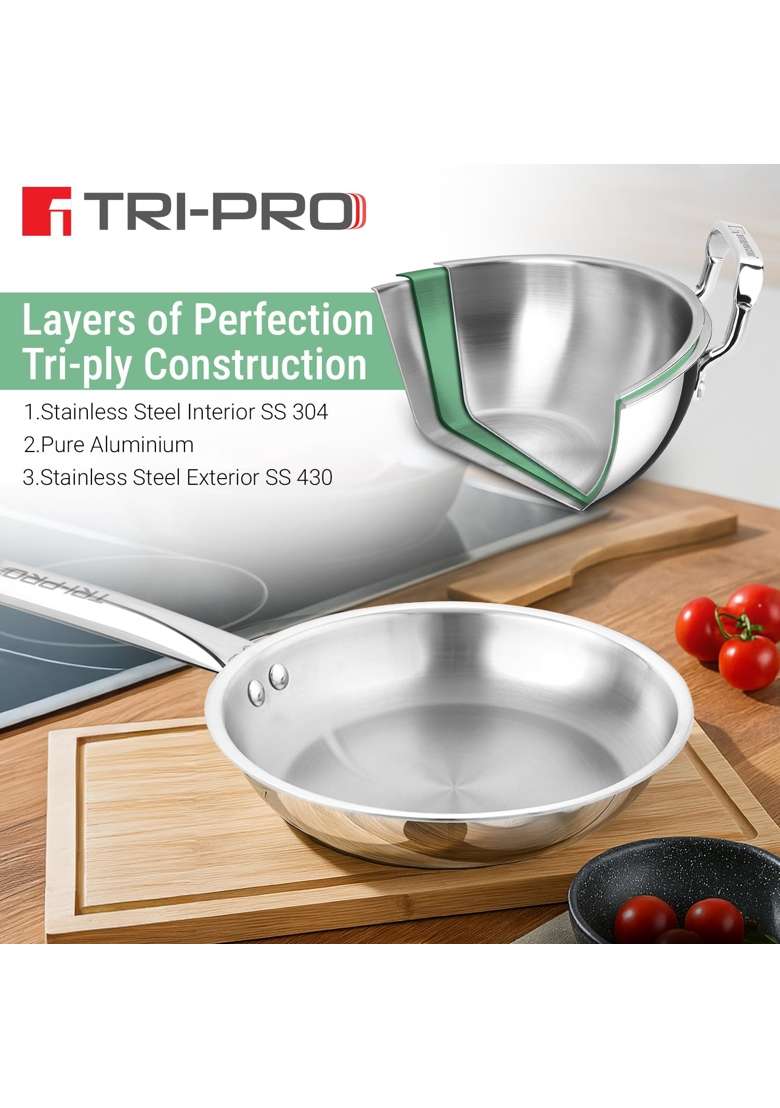 BERGNER TriPro Triply Stainless Steel | 1.4 L | 1.5 Qt | 22 cm | 8.7 Inch | Induction Compatible - Indya