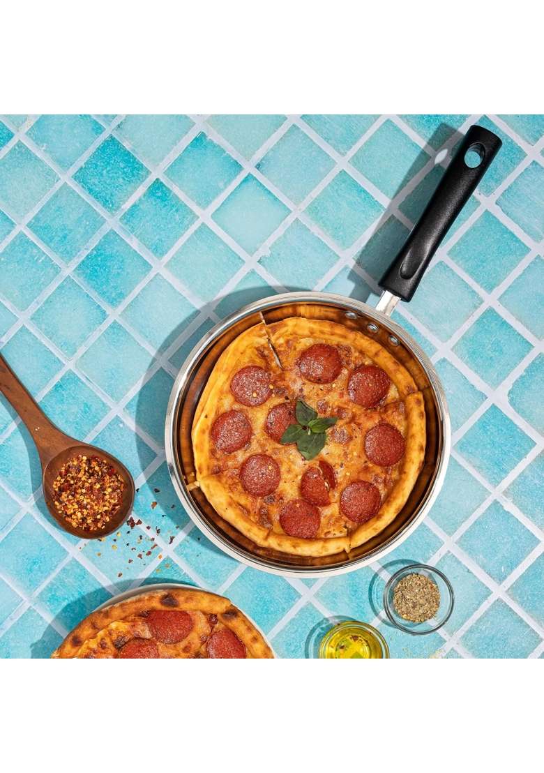 Vinod Stainless Steel Frypan Diameter | 24 cm | 9.4 Inch | Induction Compatible - Indya