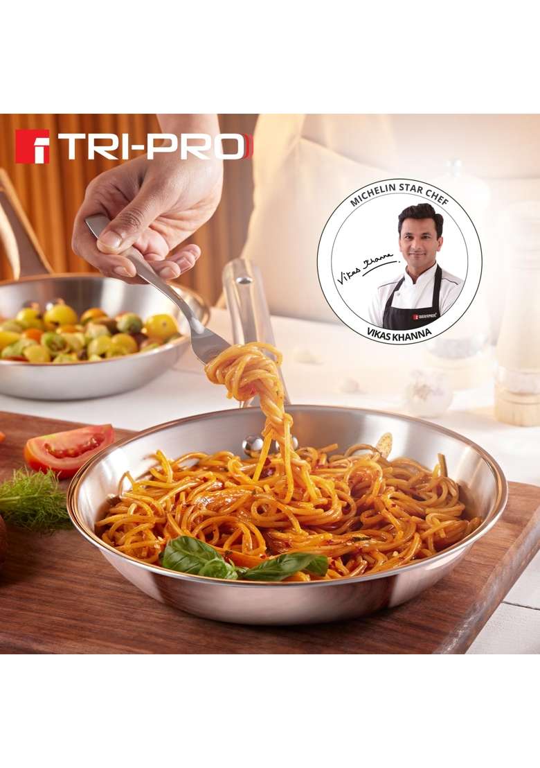 BERGNER Tripro Triply Stainless Steel Frypan | 24 cm | 9.4 Inch | Induction Compatible - Indya