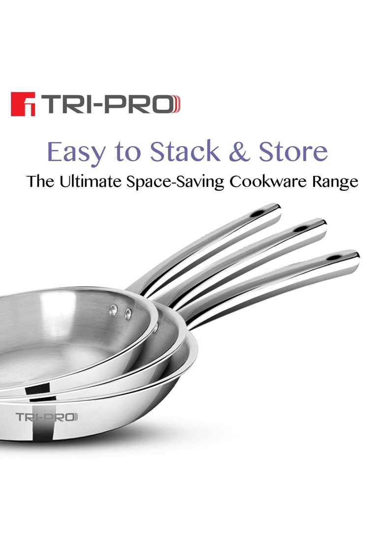 BERGNER Tripro Triply Stainless Steel Frypan | 24 cm | 9.4 Inch | Induction Compatible - Indya