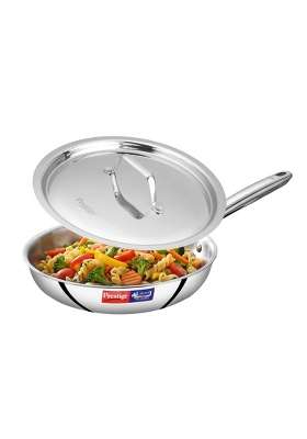 Prestige Tri-Ply Stainless Steel Splendid Tasla Deep Pan with Lid | 1.6 L | 1.7 Qt | 20 cm | 7.9 Inch | Induction Compatible