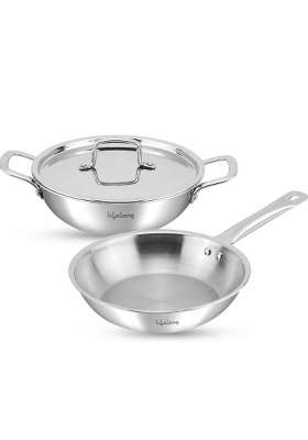 Lifelong Triply Cookware Set | 1.5 L | 1.6 Qt | 24 cm | 9.4 Inch | 3-Piece Set | Induction Compatible | With Lid