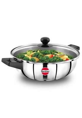 Hawkins Cook N Serve Frying Pan | 3 L | 3.2 Qt | Induction Compatible | With Lid