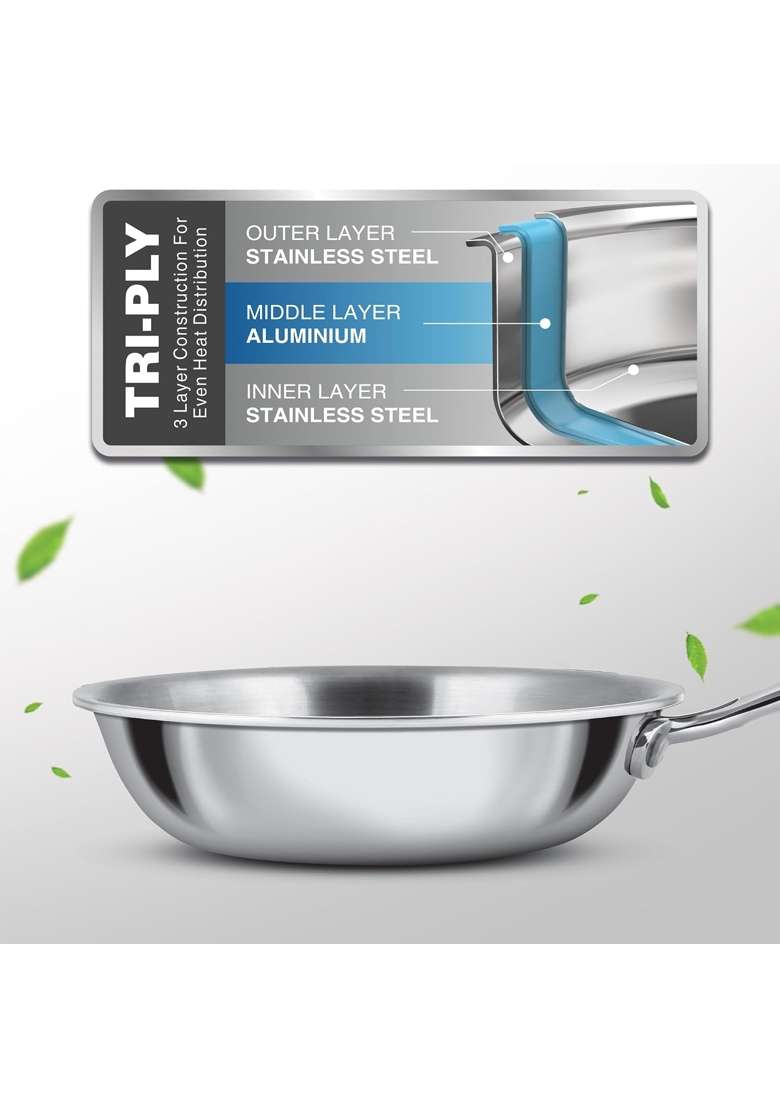 MILTON Pro cook Triply Mini Fry Pan | 14 cm | 5.5 Inch | Induction Compatible | Dishwasher Safe | Non-Toxic - Indya