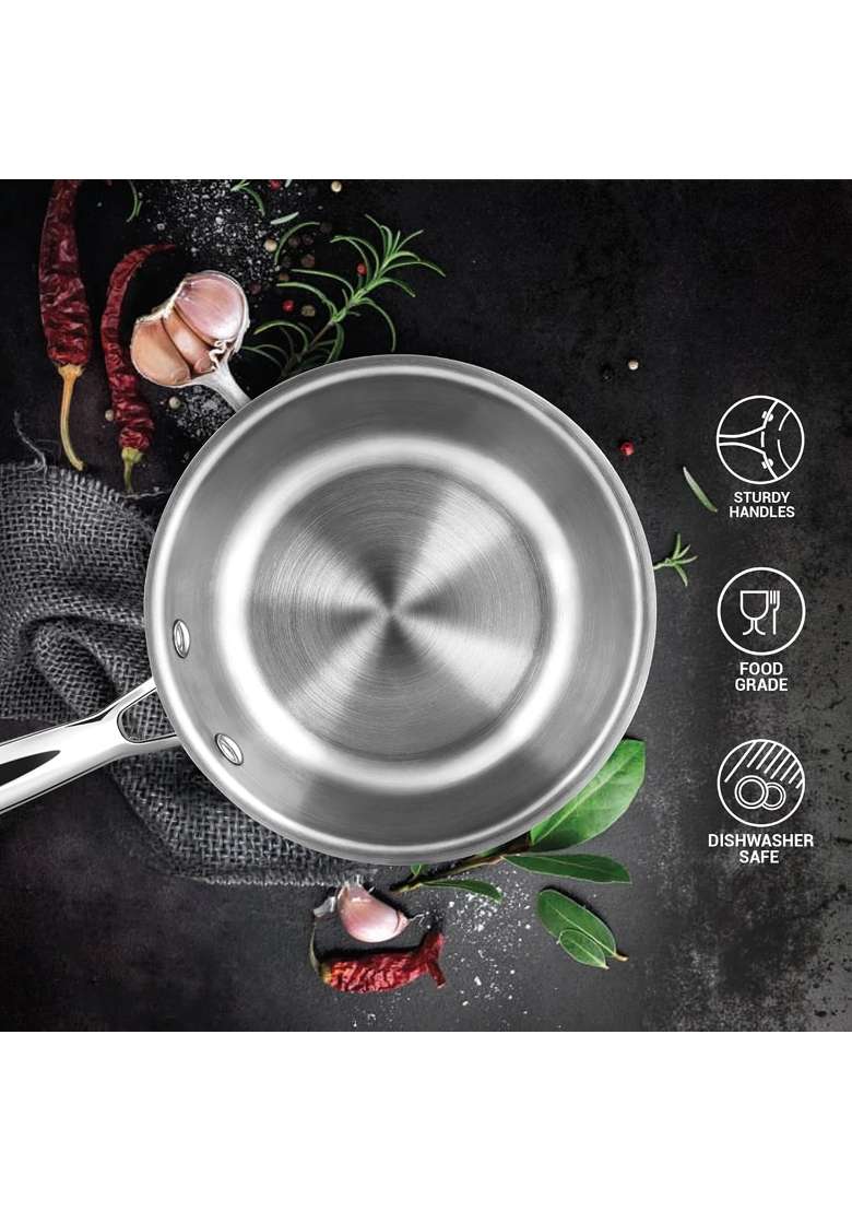 MILTON Pro cook Triply Mini Fry Pan | 14 cm | 5.5 Inch | Induction Compatible | Dishwasher Safe | Non-Toxic - Indya
