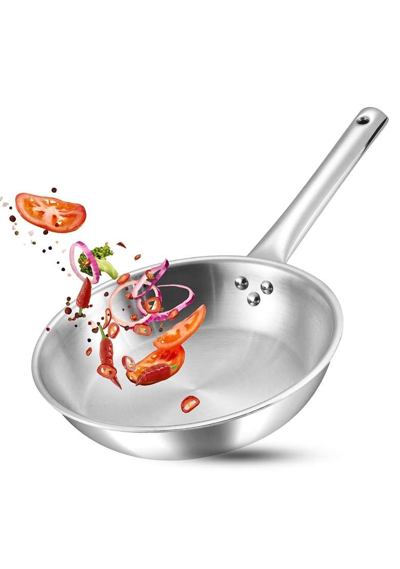 Kraft- follow your imagination Futuretec Triply Stainless Steel Cookware Frypan | 1.2 L | 1.3 Qt | 20 cm | 7.9 Inch | Induction Compatible - Indya