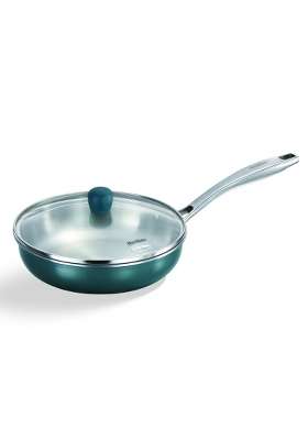 Hawkins Triply Stainless Steel Olive Frying Pan | 22 cm | 8.7 Inch | Induction Compatible | With Lid