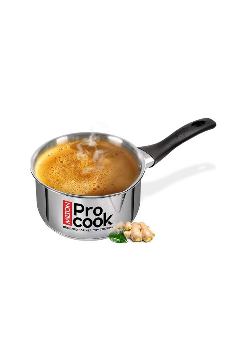 MILTON Pro cook 3-Layer Thick Triply Bottom I Induction Cookware and Gas Stove Friendly Stainless | 1.2 L | 1.3 Qt | 14 cm | 5.5 Inch - Indya