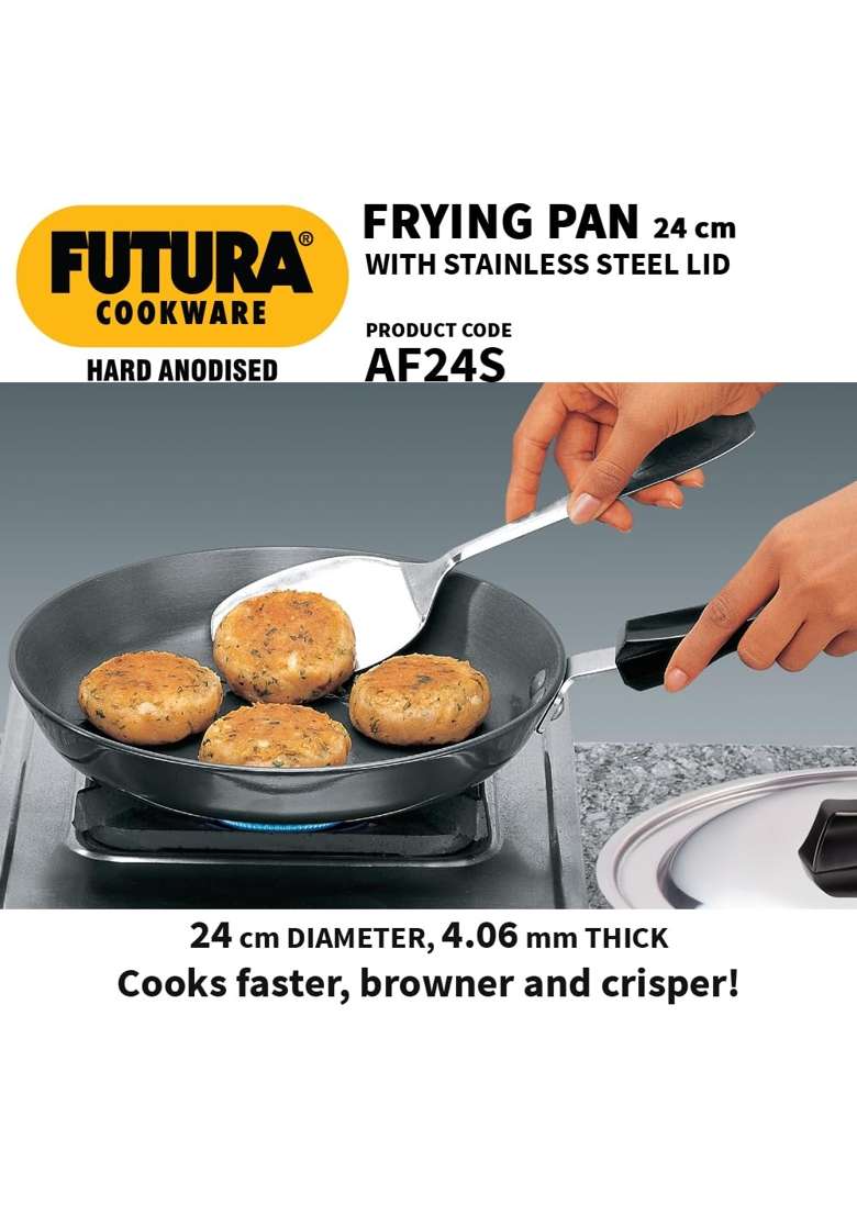 Hawkins Futura Frying Pan | 24 cm | 9.4 Inch | With Lid - Indya