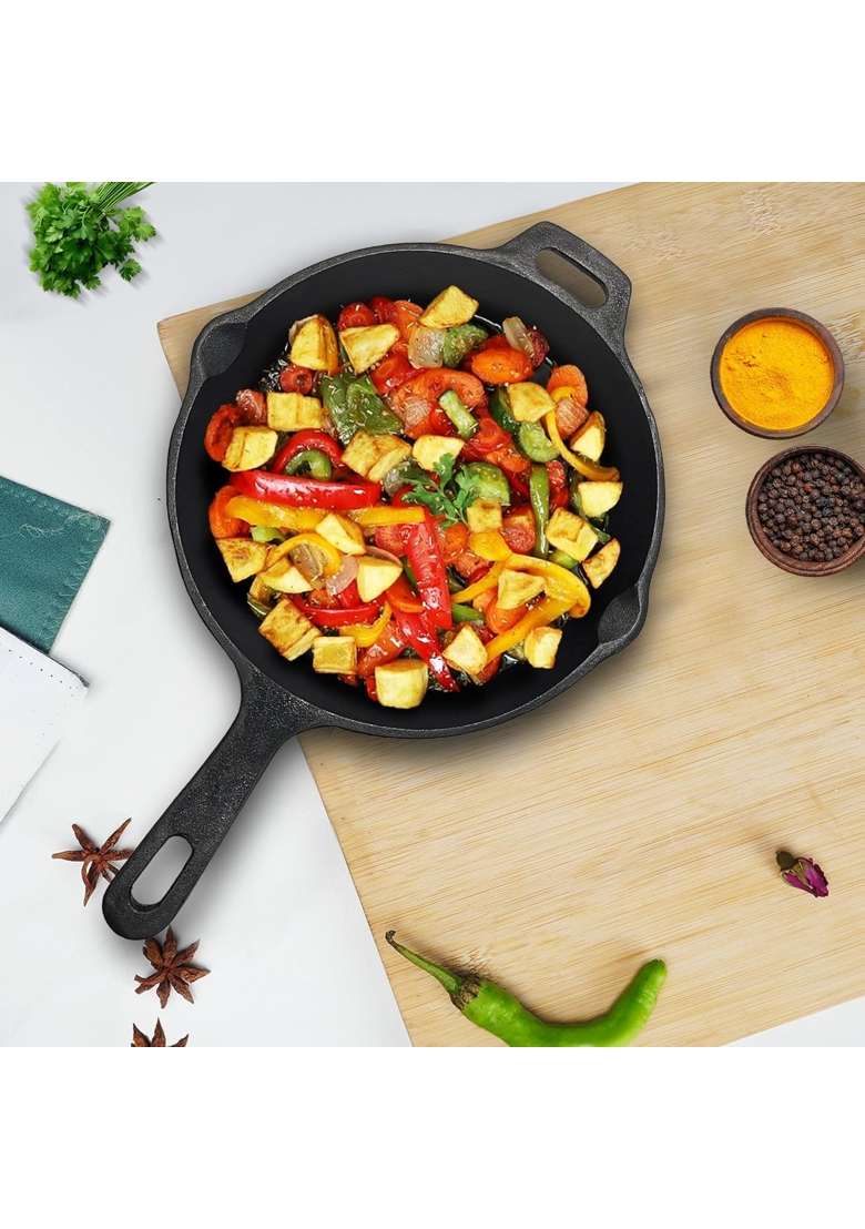 SOLARA Premium Cast Iron Frying Pan with Handle | 10 Inch - Indya
