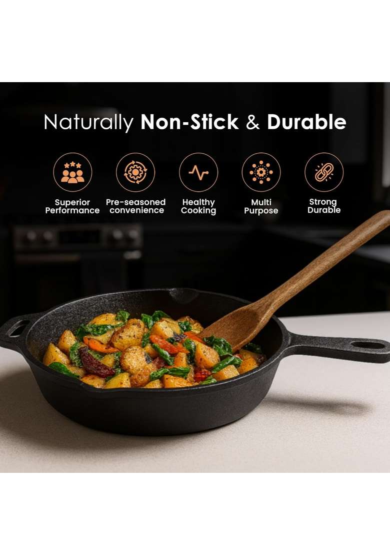 SOLARA Premium Cast Iron Frying Pan with Handle | 10 Inch - Indya