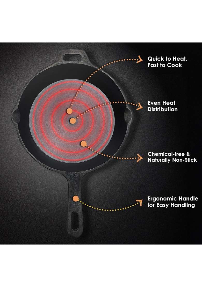 SOLARA Premium Cast Iron Frying Pan with Handle | 10 Inch - Indya