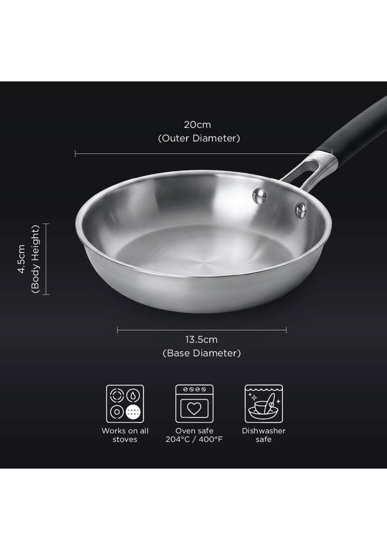 Meyer Trivantage Pro Triply Frying Pan | 20 cm | 7.9 Inch | Induction Compatible | Heavy Bottom - Indya