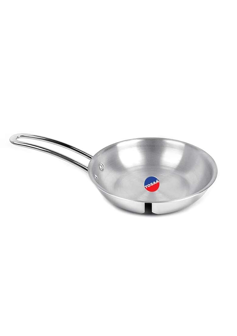 Tosaa Stainless Steel Triply Frypan | 22 cm | 8.7 Inch | Induction Compatible - Indya