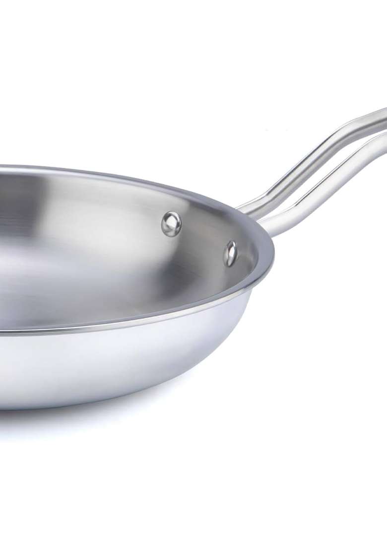 Tosaa Stainless Steel Triply Frypan | 22 cm | 8.7 Inch | Induction Compatible - Indya