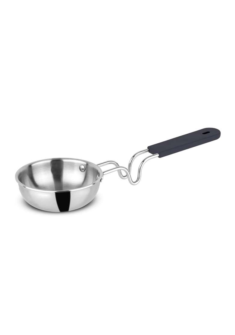 Orange Triply Stainless Steel Tadka Vaghariya Pan | 350 ml | 11.8 fl oz | 12 cm | 4.7 Inch | Induction Compatible - Indya