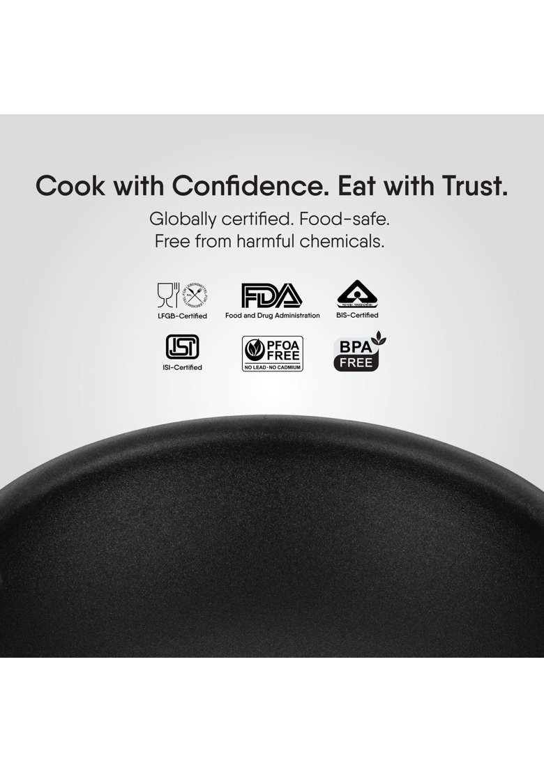 stahl Artisan Schild Frypan Triply Stainless Steel PEEK-Reinforced Non-Stick Fry Pan | 2 L | 2.1 Qt | 24 cm | 9.4 Inch | Induction Compatible - Indya