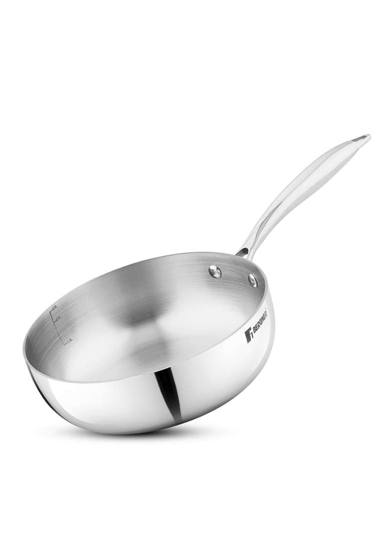 BERGNER Argent Saira Triply Stainless Steel | 2.5 L | 2.6 Qt | 22 cm | 8.7 Inch | Induction Compatible - Indya