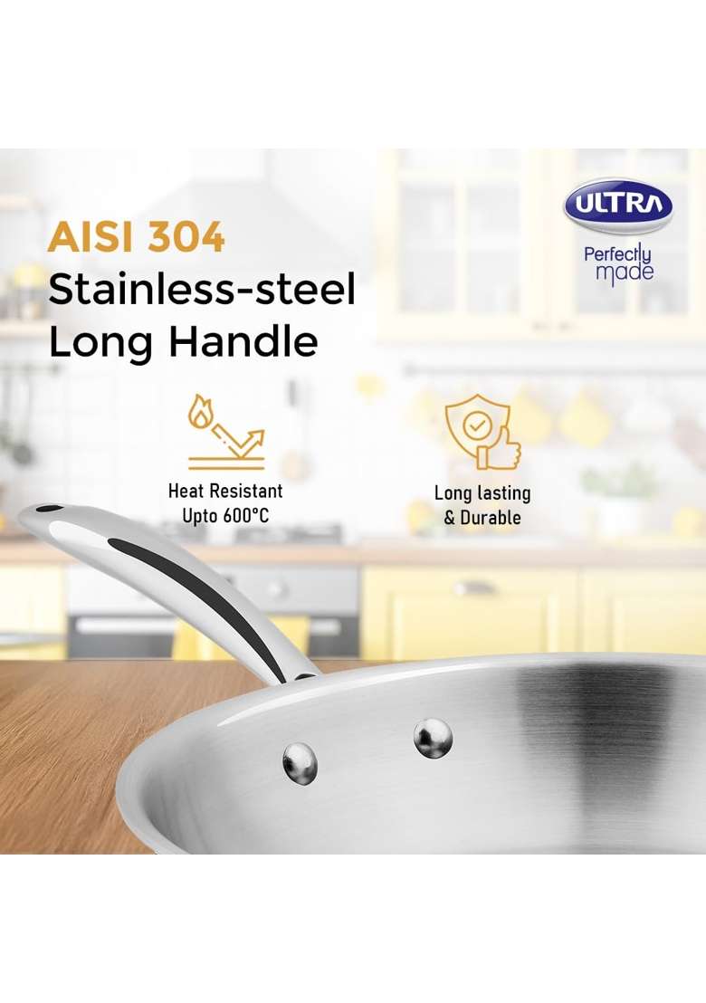 ULTRA Triply Frying Pan | 2.5 L | 2.6 Qt | 28 cm | 11 Inch | Non-Stick | Food Safe - Indya
