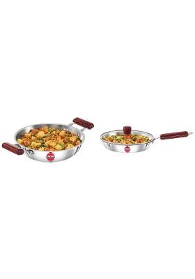 Hawkins Tri-Ply Stainless Steel Frying Pan with Glass Lid Tri-Ply Stainless Steel | 2.5 L | 2.6 Qt | 26 cm | 10.2 Inch