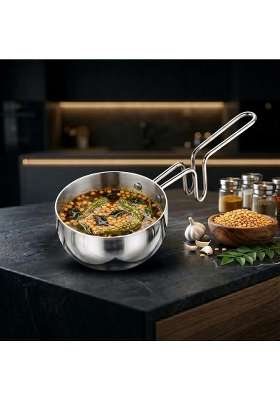 AGARO Regency Triply Stainless Steel Tadka Pan | 350 ml | 11.8 fl oz | 13 cm | 5.1 Inch | Induction Compatible | Dishwasher Safe | Non-Toxic