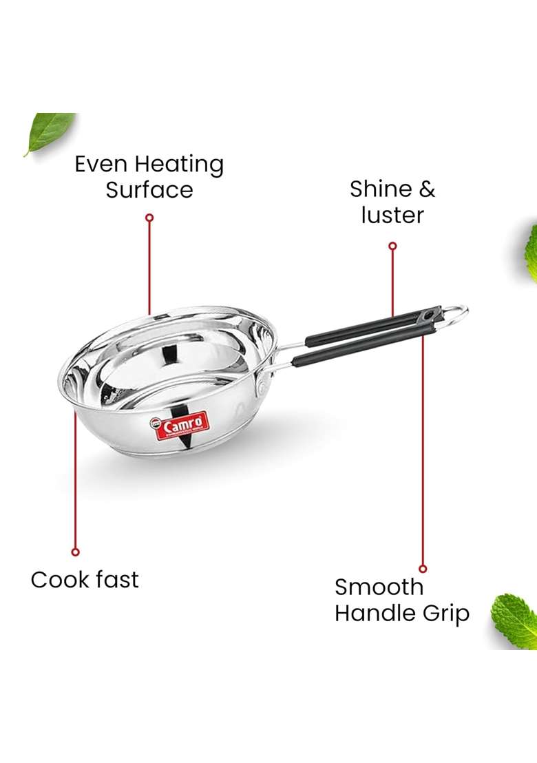 Camro Fry Pan Steel | 4 L | 4.2 Qt | Induction Compatible | Tri-Ply - Indya