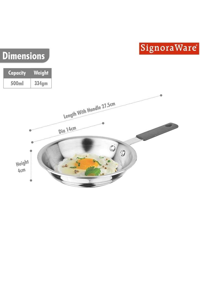 SIGNORA WARE SignoraWare Artista Tri-Ply Stainless Steel Mini Frypan | 500 ml | 16.9 fl oz | 12.5 cm | 4.9 Inch - Indya
