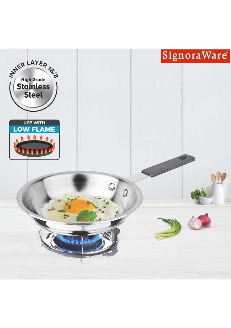 SIGNORA WARE SignoraWare Artista Tri-Ply Stainless Steel Mini Frypan | 500 ml | 16.9 fl oz | 12.5 cm | 4.9 Inch - Indya