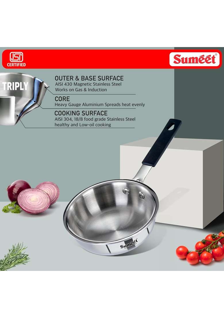Sumeet Cook Smart ISI Certified Tri-Ply | 400 ml | 13.5 fl oz | 12 cm | 4.7 Inch | Induction Compatible - Indya