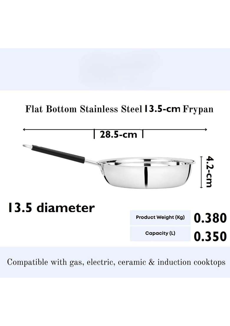 Bartan Star Havey Tri-Ply Stainless Steel Mini Fry Pan | 350 ml | 11.8 fl oz - Indya