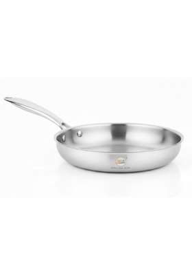 JSI Triply Stainless Steel Fry Pan for Kitchen | 1.8 L | 1.9 Qt | 24 cm | 9.4 Inch | Induction Compatible | Non-Toxic | Food Safe
