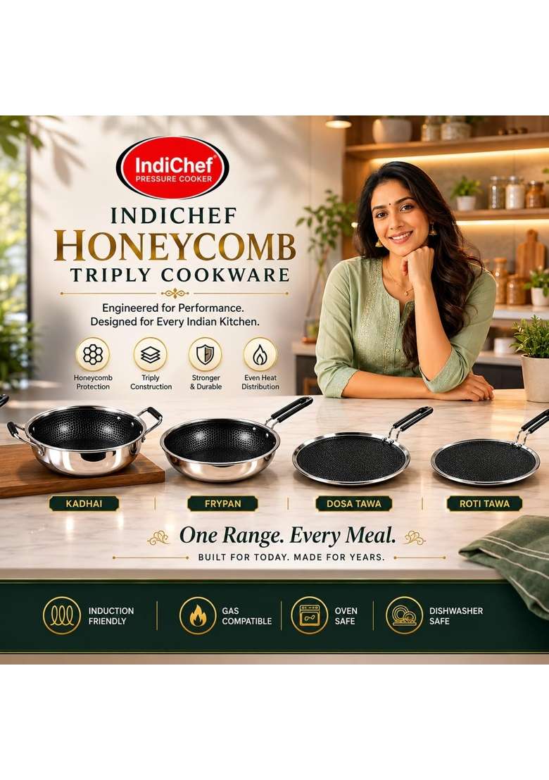 IndiChef Triply Stainless Steel Fry Pan | 1 L | 1.1 Qt | Induction Compatible - Indya