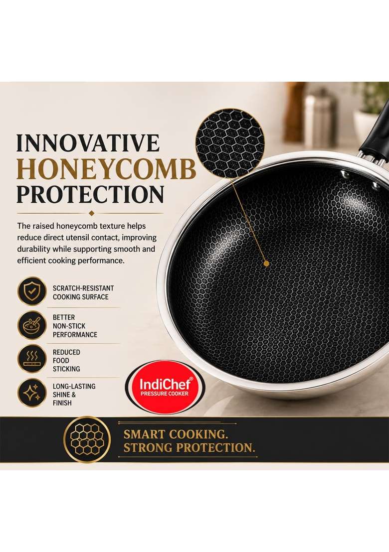 IndiChef Triply Stainless Steel Fry Pan | 1 L | 1.1 Qt | Induction Compatible - Indya