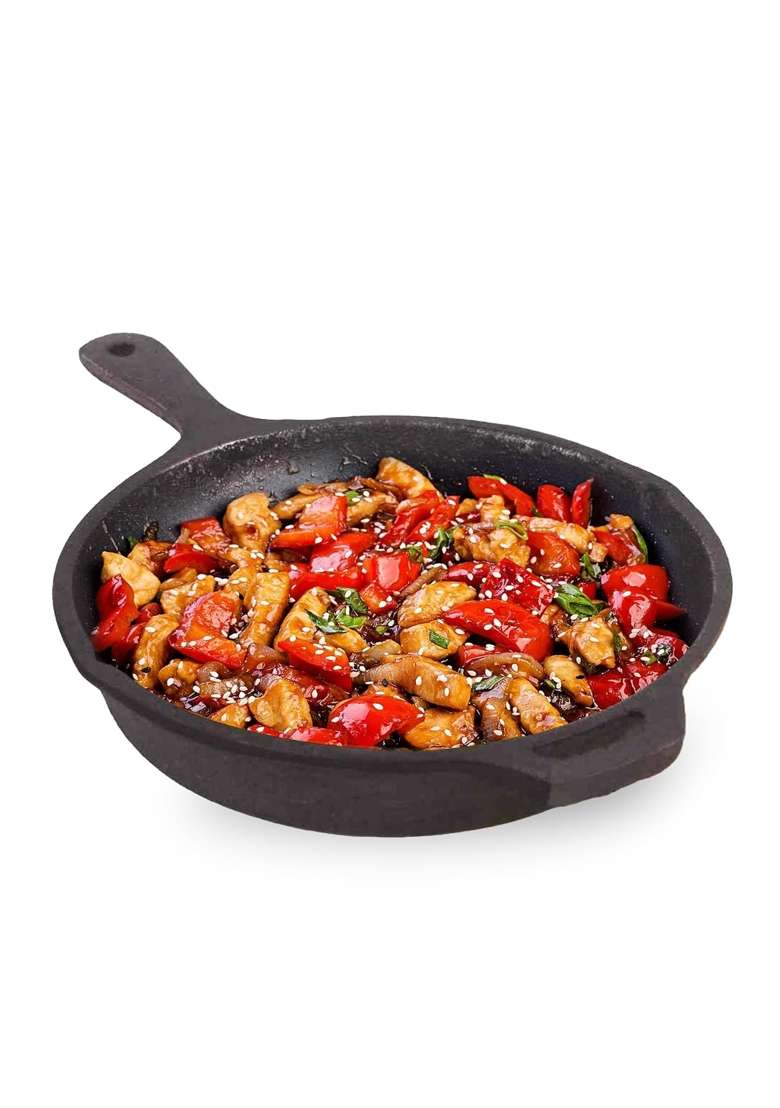 The Indus Valley Preseasoned Cast Iron Fry Pan Skillet with Long Handle | 1.6 L | 1.7 Qt | 25 cm | 9.8 Inch | Induction Compatible | Non-Toxic - Indya