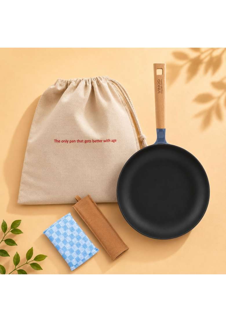 Vinod Freya Enameled Cast Iron Frying Pan | 1.2 L | 1.3 Qt | 22 cm | 8.7 Inch | Induction Compatible - Indya