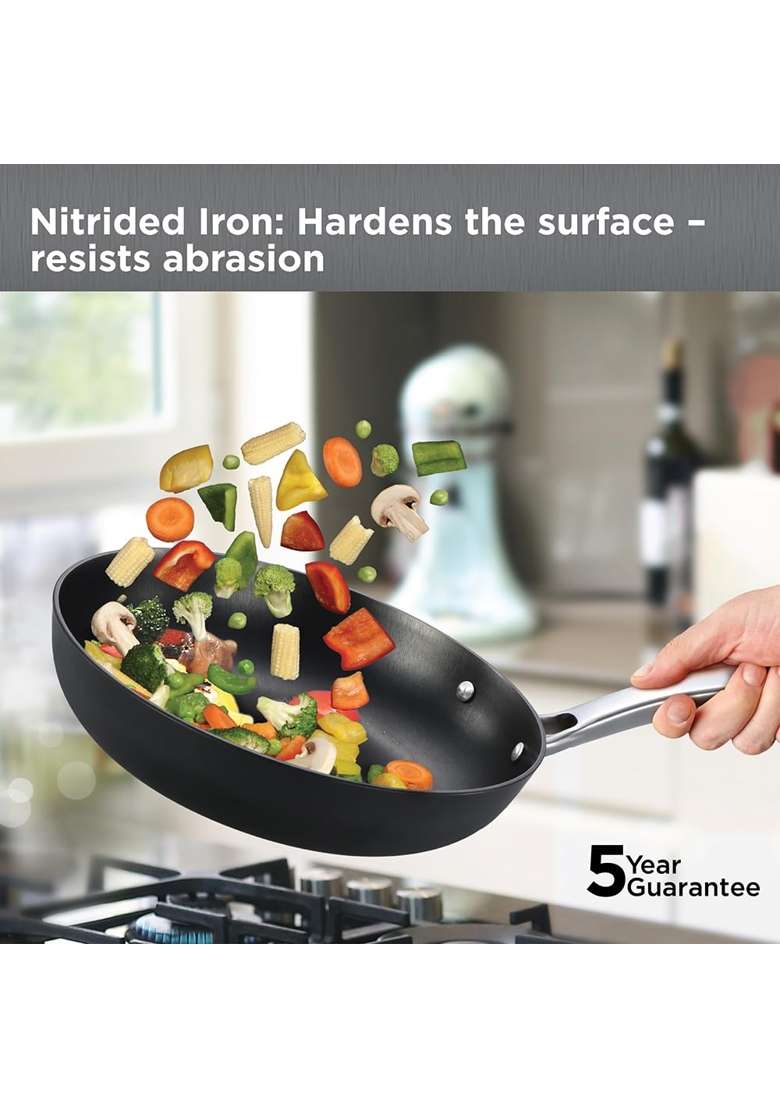 Hawkins Futura Slim Cast Iron Frying Pan | 22 cm | 8.7 Inch | Induction Compatible | With Lid - Indya