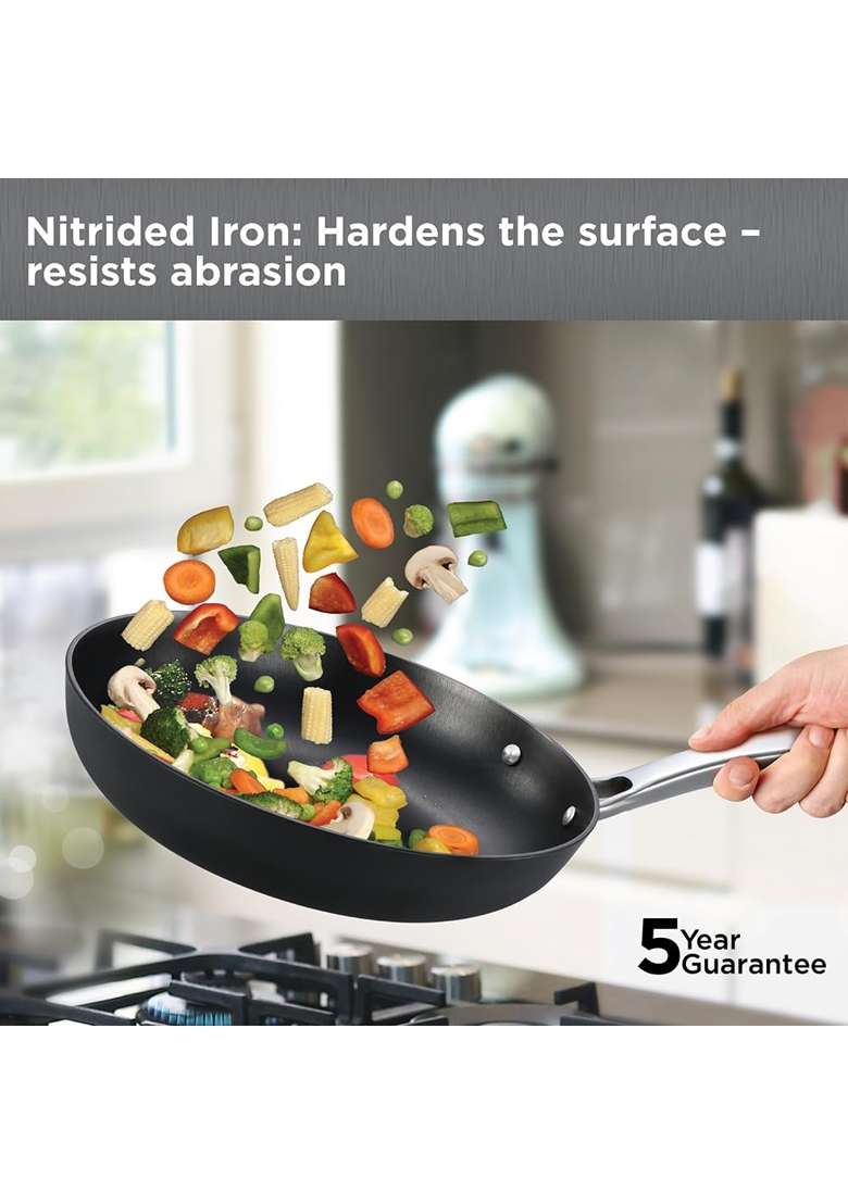 Hawkins Futura Slim Cast Iron Frying Pan | 26 cm | 10.2 Inch | Induction Compatible | With Lid - Indya