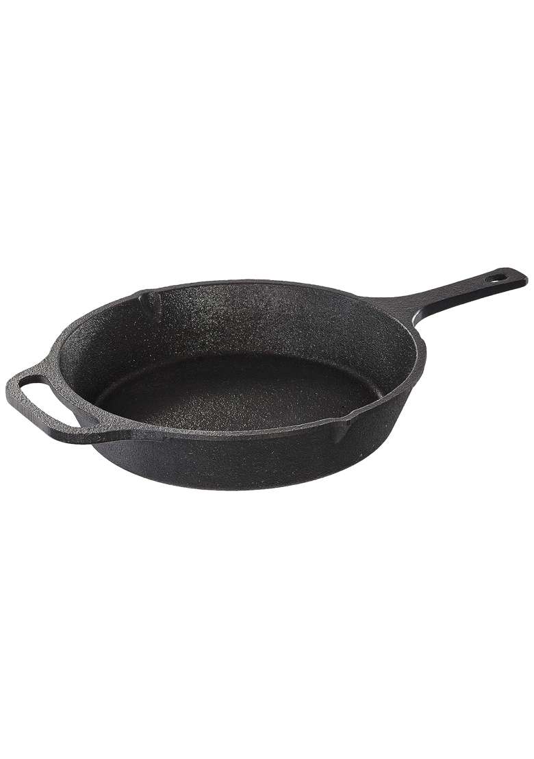 Solimo Amazon Brand Solimo Cast Iron Shallow Fry Pan for Frying Roasting | 10 Inch | Induction Compatible | Pre-Seasoned | Non-Stick - Indya