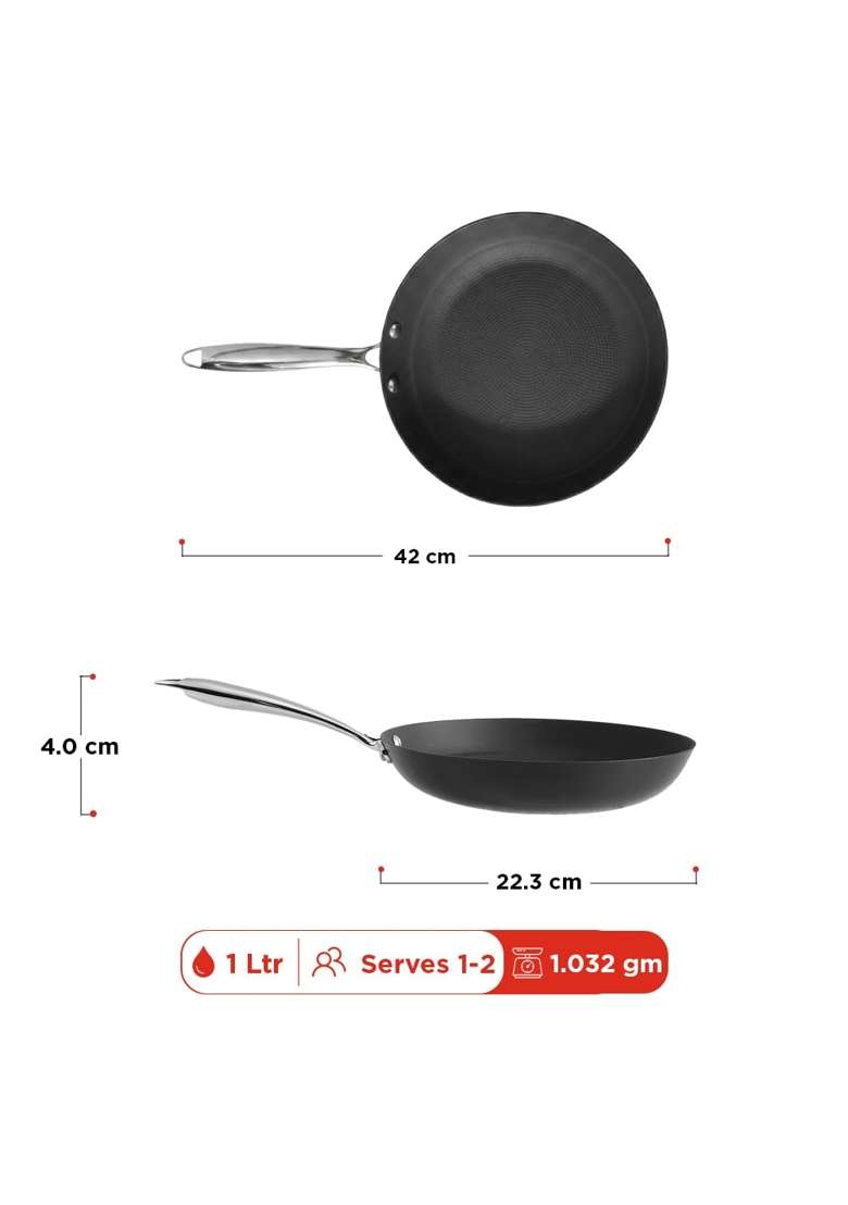 Vinod Ferona Lightweight Cast Iron Frying Pan | 1 L | 1.1 Qt | 22 cm | 8.7 Inch | PFOA Free | Rust Resistant - Indya