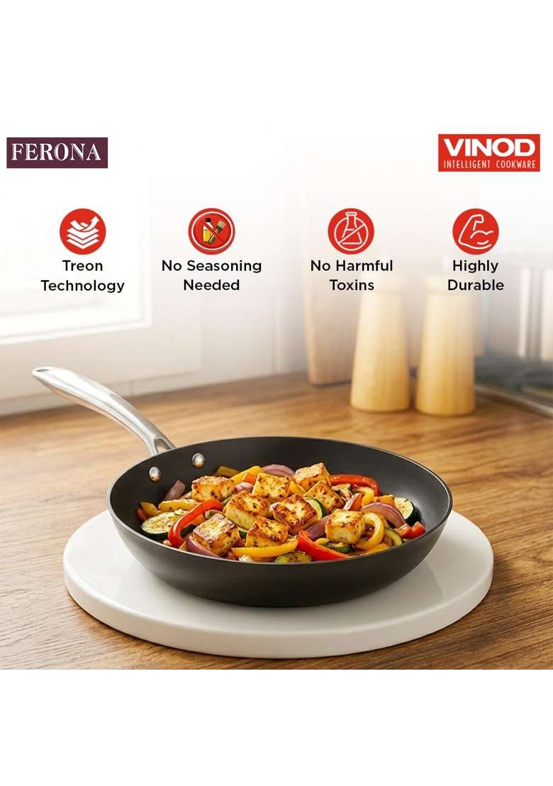 Vinod Ferona Lightweight Cast Iron Frying Pan | 1 L | 1.1 Qt | 22 cm | 8.7 Inch | PFOA Free | Rust Resistant - Indya
