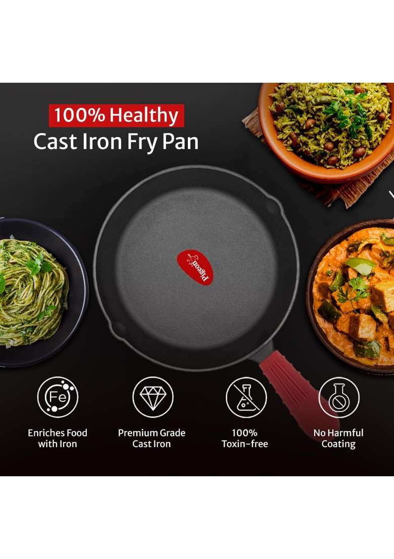 Pigeon By Stovekraft Cast Iron Frying Pan | 20 cm | 7.9 Inch | Non-Toxic | Pre-Seasoned | Non-Stick - Indya