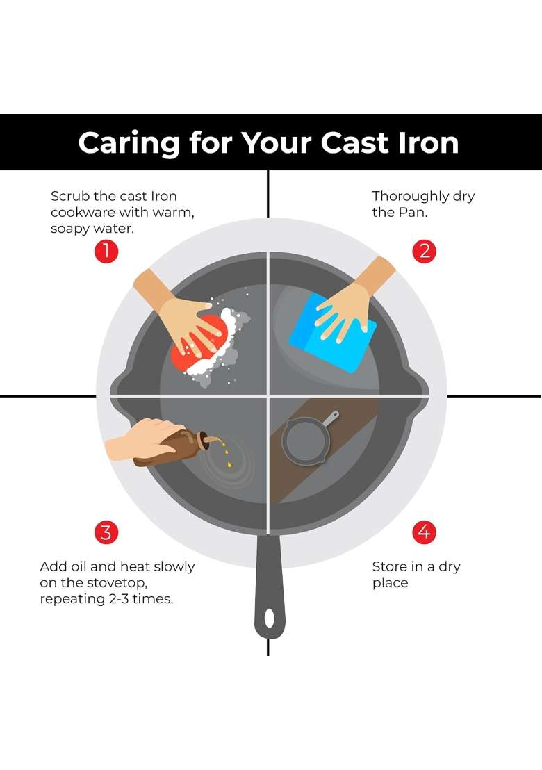 SOLARA Crownstone Premium Pre-Seasoned Cast Iron Uttapam Pan | Induction Compatible | Non-Toxic | Non-Stick - Indya