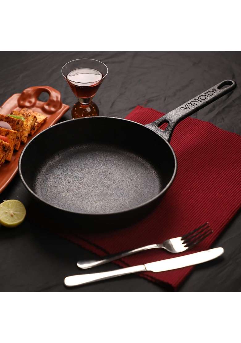 Vinod Legacy Pre-Seasoned Cast Iron Skillet Frypan | 1.5 L | 1.6 Qt | 22 cm | 8.7 Inch | Non-Toxic | Non-Stick - Indya