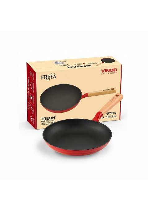Vinod Freya Enameled Cast Iron Frypan | 1.5 L | 1.6 Qt | 24 cm | 9.4 Inch | Induction Compatible | Non-Toxic