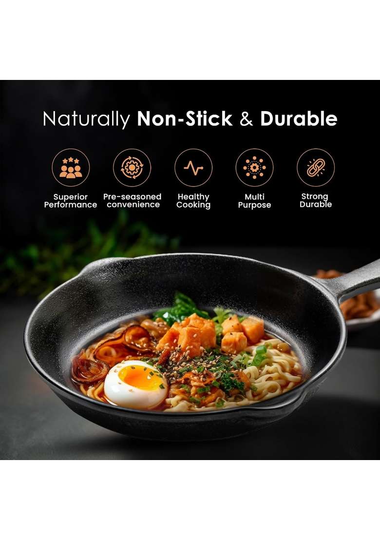 SOLARA Premium Cast Iron Frying Pan with Handle | 10 Inch - Indya