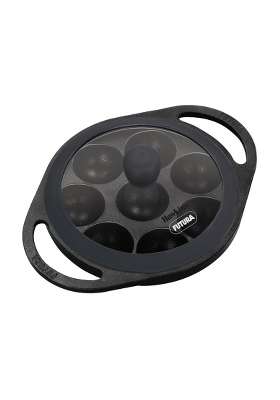 Hawkins Futura Cast Iron Appe Pan Ebelskiver-Style Pan | 16 cm | 6.3 Inch | Non-Stick | With Lid