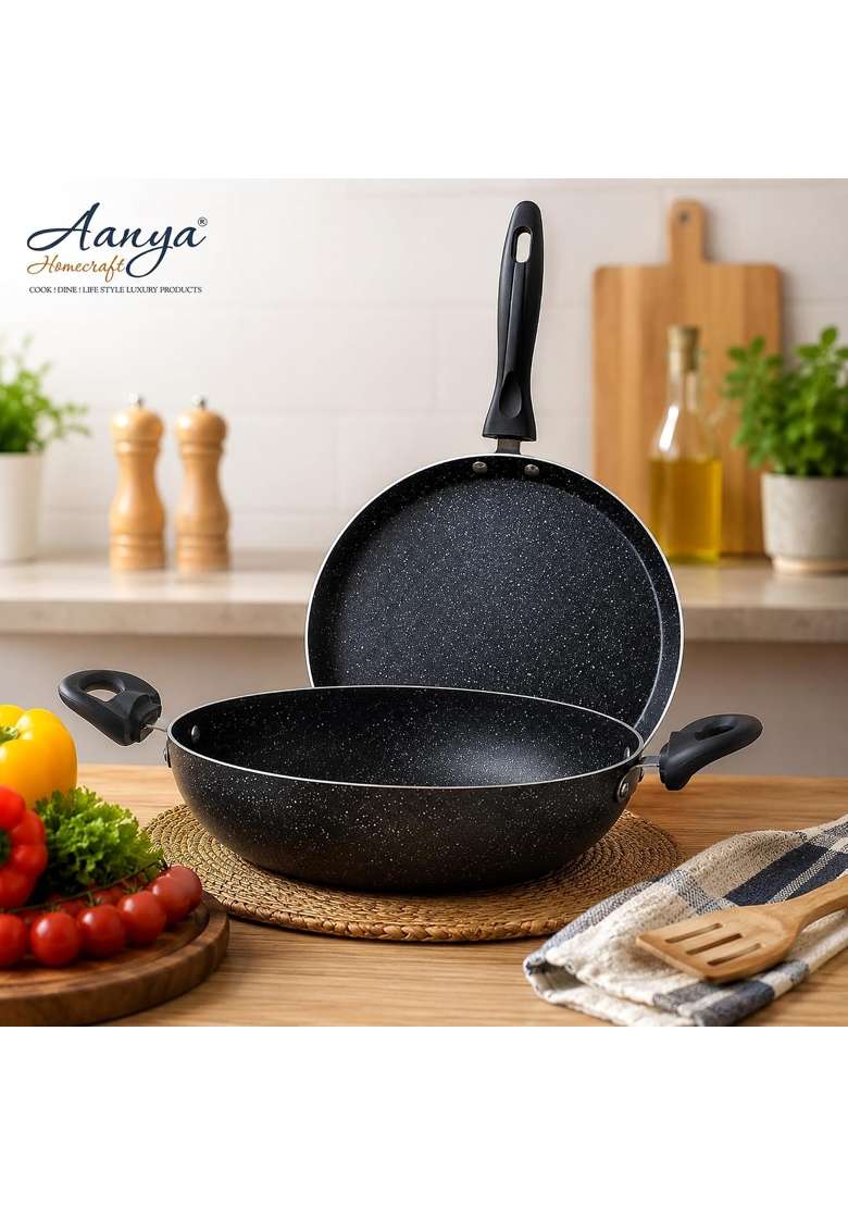 AANYA HOME CRAFT Aanya Homecraft Cast Aluminium Non-Stick Cookware Set | 2.2 L | 2.3 Qt - Indya