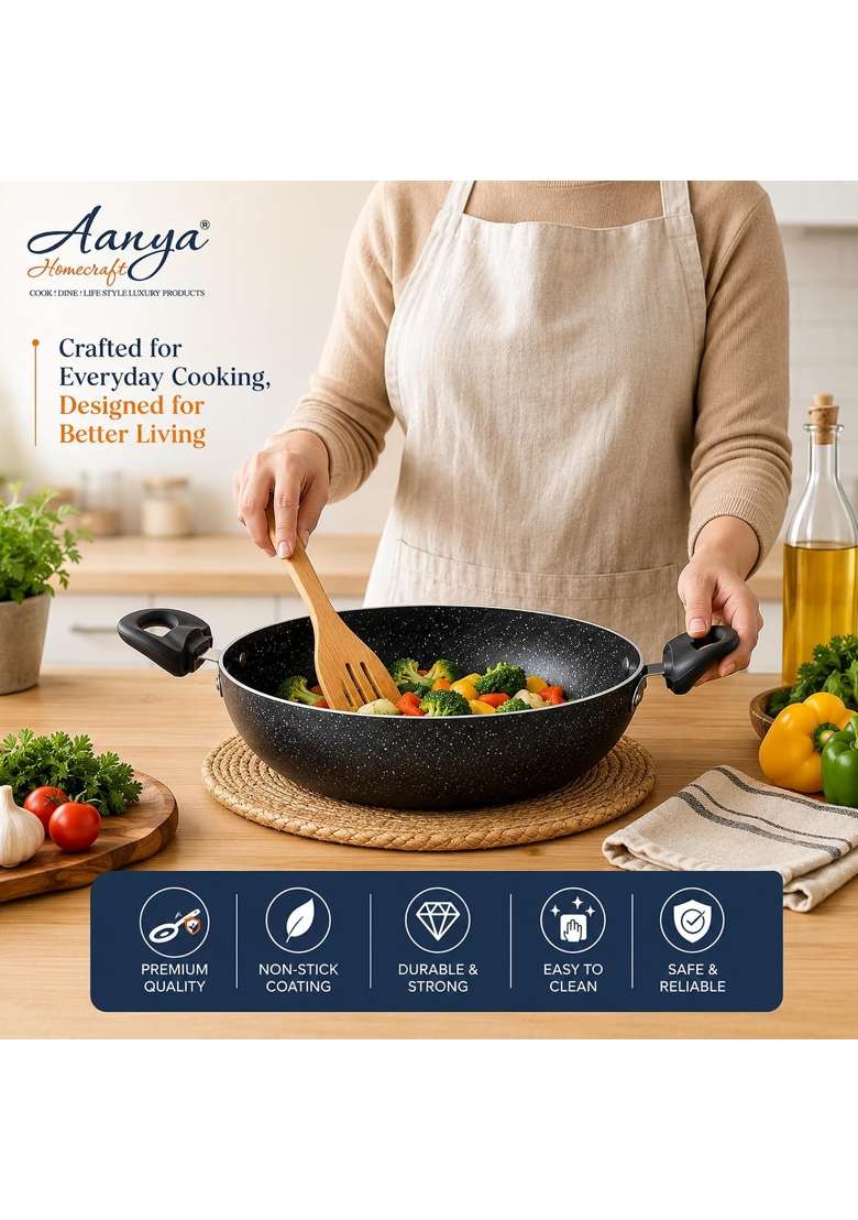 AANYA HOME CRAFT Aanya Homecraft Cast Aluminium Non-Stick Cookware Set | 2.2 L | 2.3 Qt - Indya