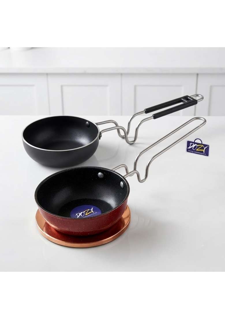 DOZY Iron Tadka Pan | 2-Piece Set | Pre-Seasoned - Indya